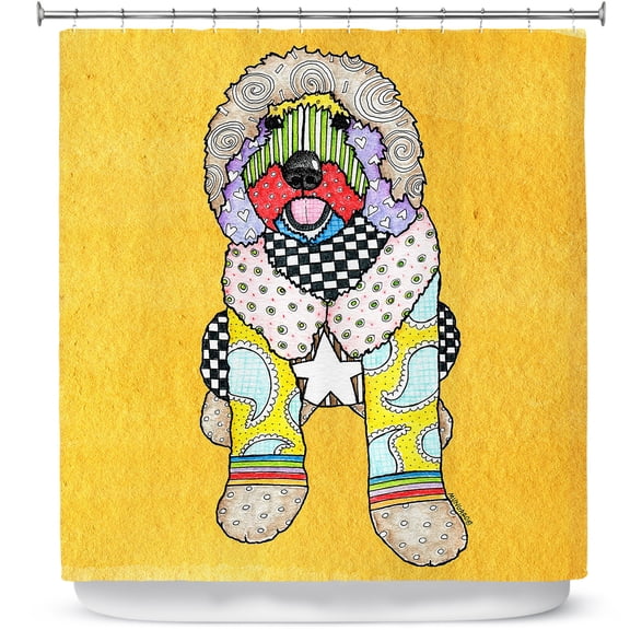 Shower Curtains 70" x 73" from DiaNoche Designs by Marley Ungaro - Labradoodle Dog Gold
