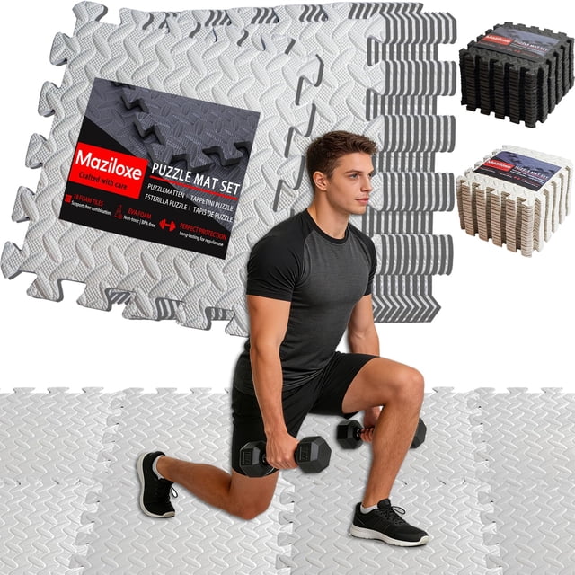 Piso para gimnasio Maziloxe, 18 piezas, baldosas de espuma EVA 32 x 32 cm