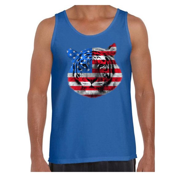 Awkward Styles Men's USA Flag Tiger Patriotic Graphic Tank Tops Independence Day Gift 4th of July