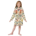 thumbnail image 6 of FORMRS Niños Bathrobe Unisex Hooded Robe Soft Plush Pajamas Sleepwear, Size 10-12T, Beige Floral, 6 of 7