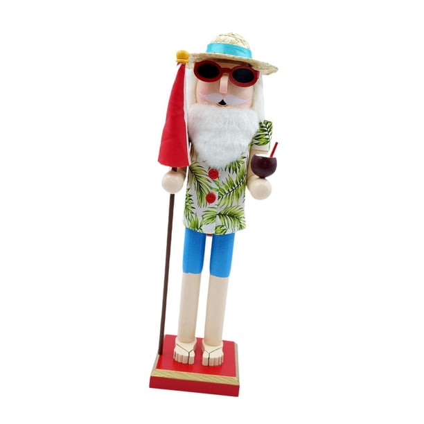 Figura de Papá Noel de madera de 15 pulgadas, marioneta de Cascanueces, juguete, adorno de mesa portátil para mesas, estantes, encimeras, decoración Estilo B