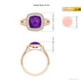 thumbnail image 4 of ANGARA Natural Cushion 2.5 ct Amethyst Twisted Rope Ring with Diamond Halo in 14K Rose Gold for Women (Size-8mm) | February Birthstone, Anniversary, Jewelry Gift for Women | Natural Amethyst Ring, 4 of 8