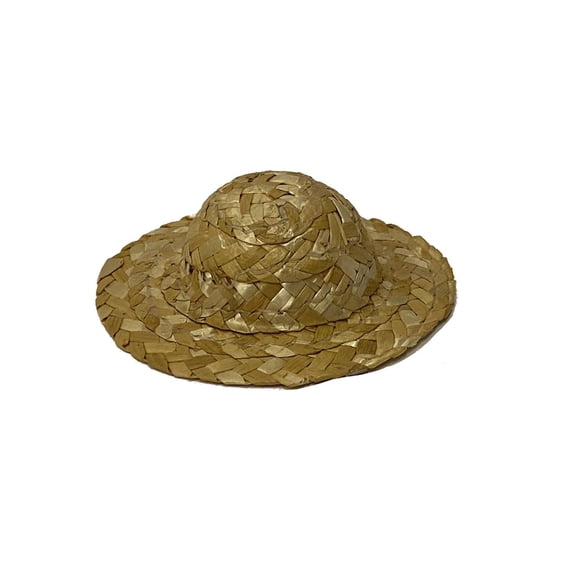 Package of 12 Miniature Straw Hats Measuring 6" Brim to Brim
