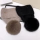 thumbnail image 3 of Gorro con pompones de piel de zorro Real para mujer, gorro cálido para exteriores, gorro grueso de punto de conejo, Navidad, novedad de invierno, 3 of 4