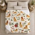 thumbnail image 5 of Golden Retriever Dog Pattern Holiday Poinsettias, Playful Pet Portrait Pattern, Warm Flannel Blanket for Living Room and Reading Nook, Dog Lovers Friendship Gift, Pet Lover Home Decor, 5 of 9
