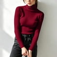 thumbnail image 5 of XRoczxe Women Ribbed Turtleneck Long Sleeve Knit Top, Slim Fit Basic Pullover, Versatile Fall Winter Layering Sweater, 5 of 8