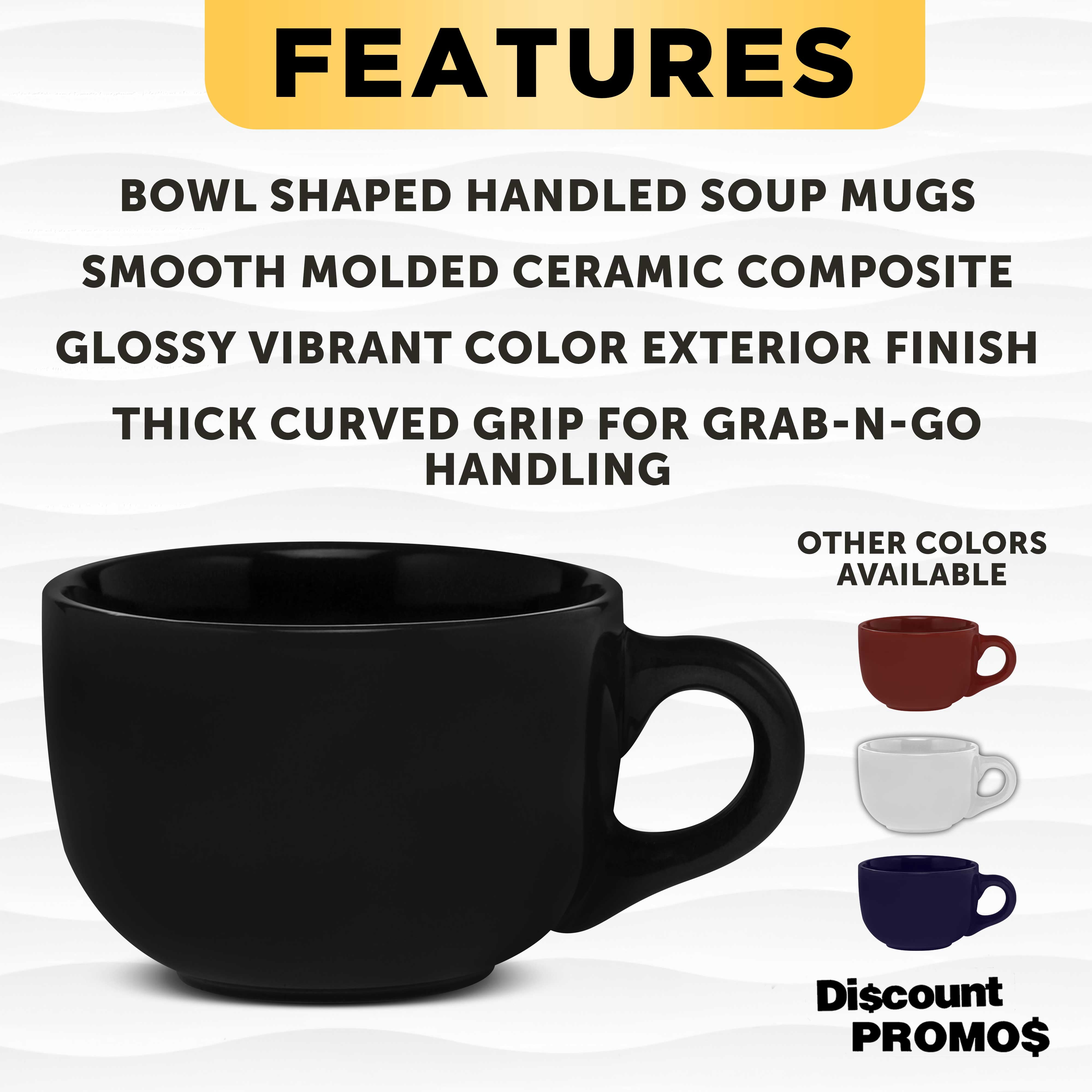 Ceramic Cappuccino Mugs 18 oz. Set of 10, Bulk Pack - Perfect for Coffee, Tea, Espresso, Hot Cocoa, Other Beverages - Black