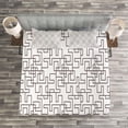 thumbnail image 3 of Ambesonne Geometric Quilted Bedspread Set 3 Pcs, Abstract Modern Grid, King Size, Umber White, 3 of 3