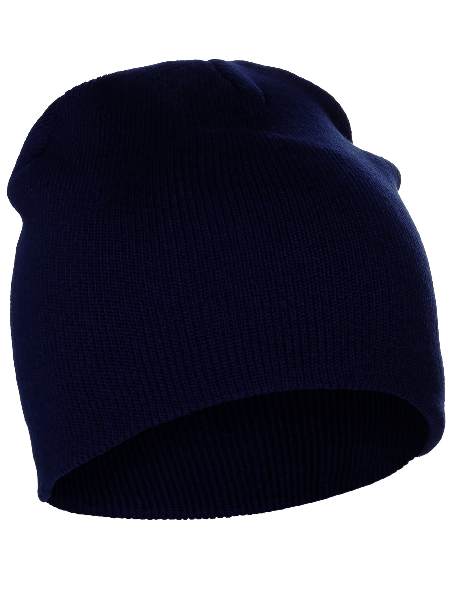 Classic Plain Cuffless Beanie Winter Knit Hat Skully Cap, Navy ...