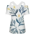 thumbnail image 5 of Fesfesfes Tops for Womem Loose Summer Tops Fashion Women's Summer V-Neck Lace Patchwork Short Sleeve Top Blouse Wide Neck Blouse Tops Summer, 5 of 5