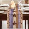 thumbnail image 3 of Table Runners 72 Inches Long Dress Scarves, Western Texas Star Vintage Farmhouse Kitchen Table Runner, Coffee Tablerunners, Retro Farmhouse Purple Brown Wooden 16x72 Inch, 3 of 9