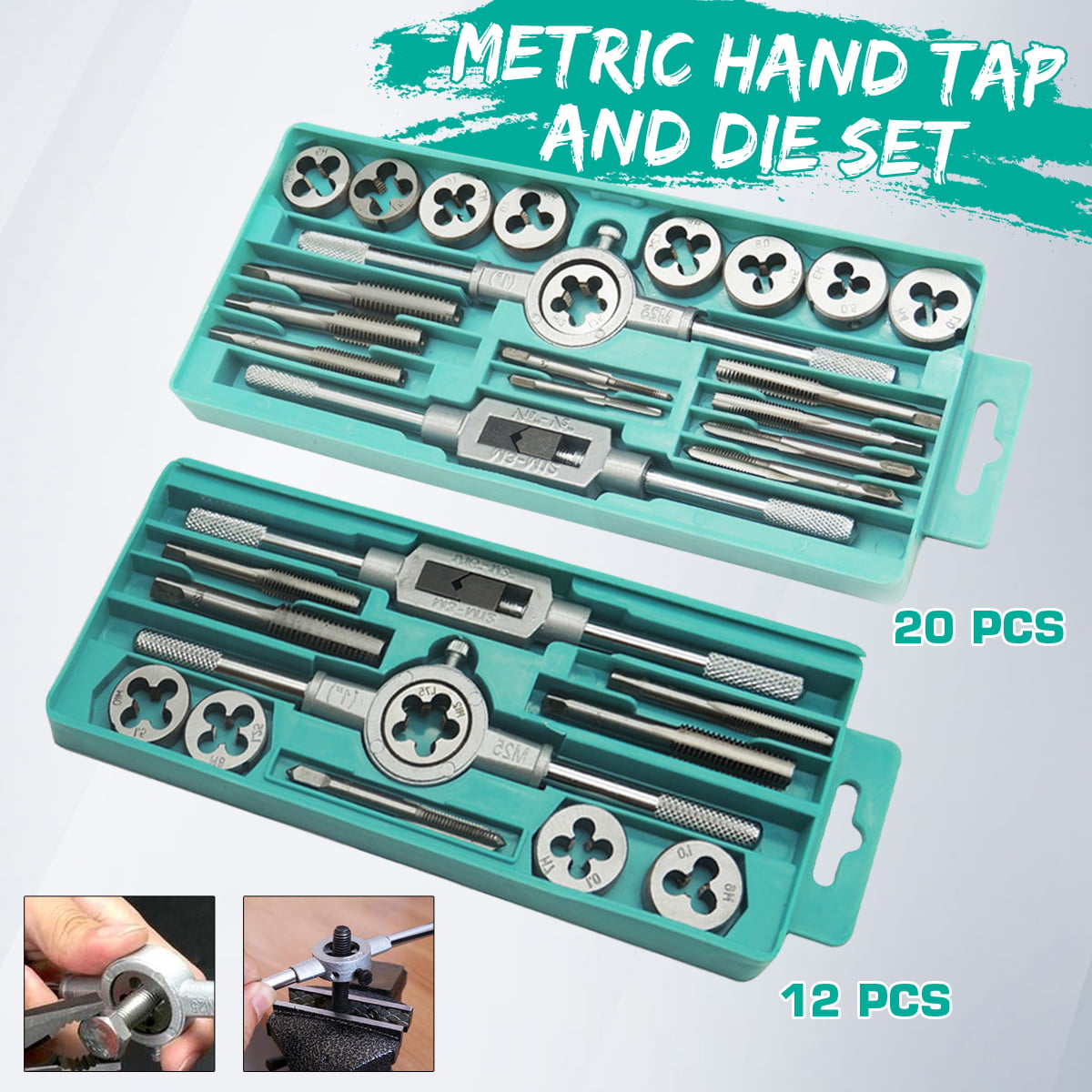 Metric Hand Tap Dies Set M3-M12 Screw Thread Plug Straight Taper Reamer Tools 