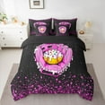 thumbnail image 2 of jejeloiu Cartoon Baseball Pattern 7pcs Bedding Comforter Set,Pink Glitter Stars Print Queen Bedding Sets For Girls Kids Reversible, 2 of 8
