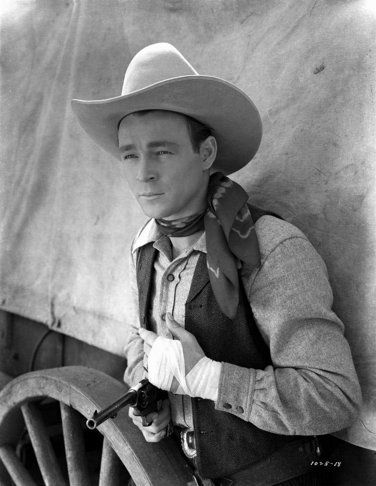 Roy Rogers posed in Portrait with Cowboy Outfit and Horse High Quality Photo 