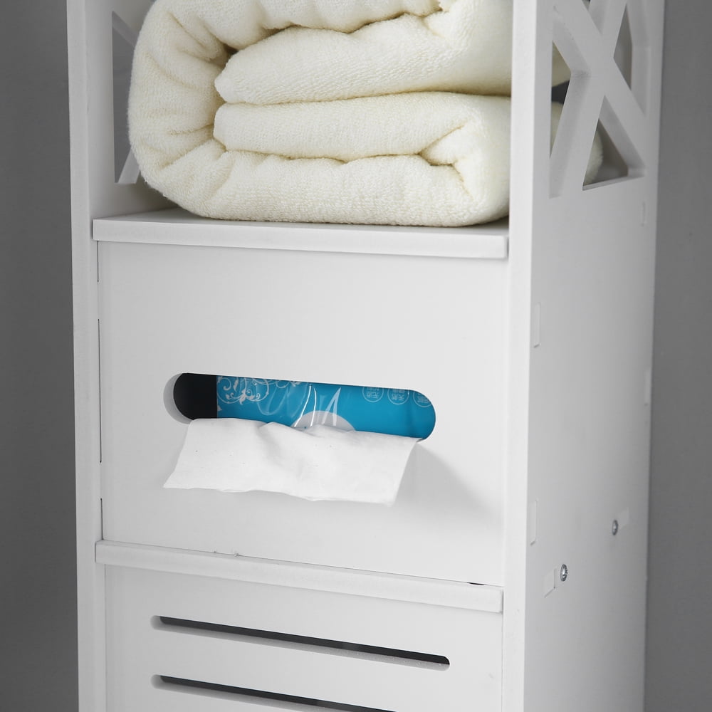 Kepooman Free Standing Bathroom Tower Storage Cabinet, White Kepooman Free Standing Bathroom Tower Storage Cabinet, White