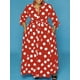 thumbnail image 4 of Vestido elegante de talla grande, vestido largo con cinturón y cuello abotonado con estampado de lunares para mujer, 4 of 4