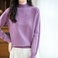 thumbnail image 5 of HongQid Chandails Femme Automne Hiver Chaud Doux Tricoté Ample Chandail Col Roulé Manches Longues, 5 of 5