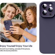 Liquid Silicone Case for iPhone 14 Pro, [True Liquid Silicone] [Anti Fingerprint] 4 Layer Phone Case Protective Cover, Full Coverage Around Camera & Built-in Microfiber, 6.1, Blue