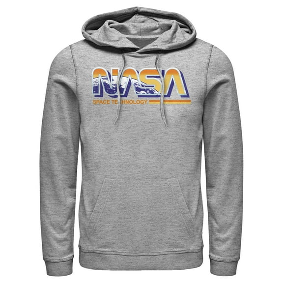 Men's NASA Space Technology Logo  Pull Over Hoodie Athletic Heather 3X Large