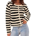 thumbnail image 1 of Womens 2023 Cardigan Sweaters Fall Open Front Button Down Long Sleeve Pockets Casual Chunky Knit Shirt Outerwear, 1 of 6