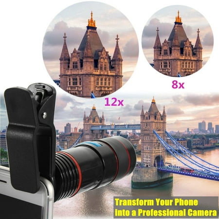 Universal Clip 12X HD Zoom Optical Mobile Phone Telescope Camera Lens for Cellphone (Best Optical Zoom Smartphone)