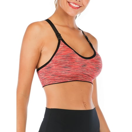 

YouLoveIt Strappy Women Sports Bra Active Racerback Paded Sports Bra Gym Workout Fitness Yoga Bra Removable Pads Activewear Fitness Sports Running Bra
