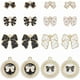thumbnail image 1 of 1 caja de 48 colgantes de nudo de aleación de metal esmaltado con perlas de oro blanco y 8 estilos de lazo negro., 1 of 6