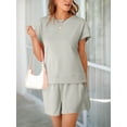 thumbnail image 2 of Women Loungewear Set Short Sleeve Tops & Shorts 2 Piece Outfits Set with Pockets, 2 of 5