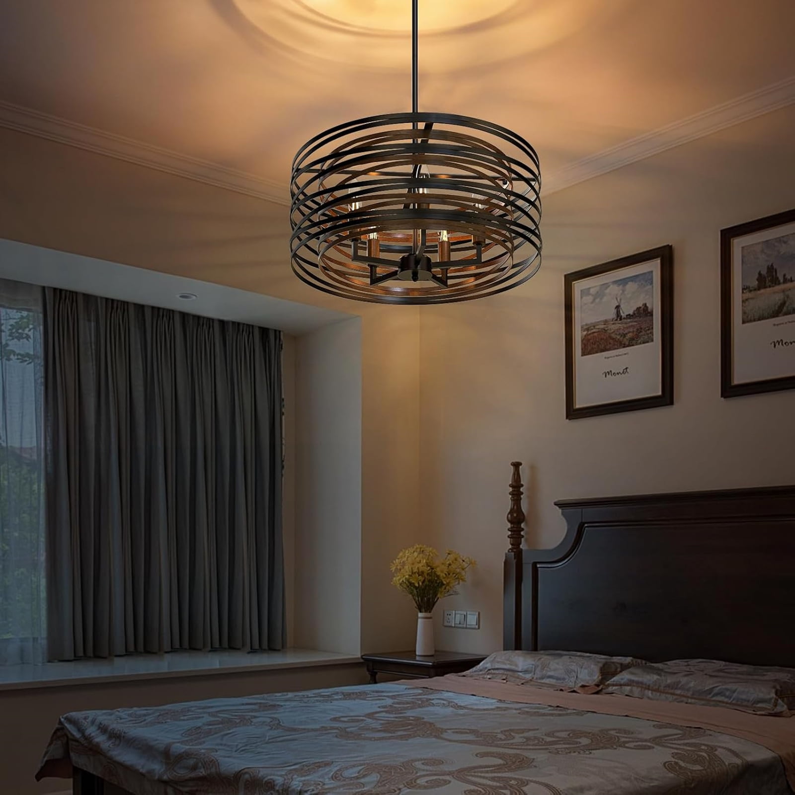 5-Light Dinging Room Lighting Black Rustic Farmhouse Chandelier, 20”Modern Chandeliers Hanging Light for Dining Room Kitchen Island Bedroom Foyer Entryway