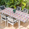 thumbnail image 2 of Purple Pink Spring Floral Table Cloths for 8 Foot Rectangle Tables, Colorful Summer Flowers Botanical Patio Waterproof Elastic Fitted Tablecloths, Washable Rectangular Table Cover for Camping, 2 of 8