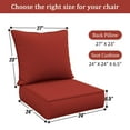 thumbnail image 2 of Snubbull Outdoor Deep Seat Cushion Set 24 X 24 X 6.5 Inch Splash-Proof & Fadeness Patio Furniture Cushions，Removable Outdoor Couch Cushions with Hidden Zipper & Adjustment Staps, Terra Red, 2 of 8