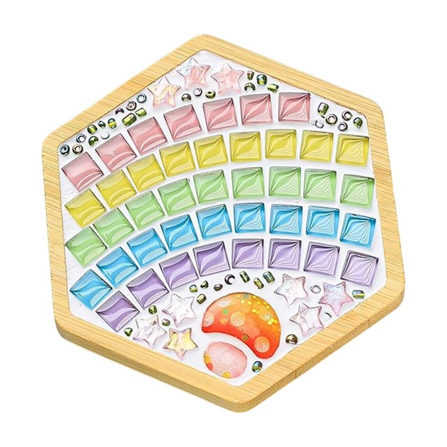 Tiles for Crafts, Mosaic Tile Set Wooden Cup Mats 6 Ml Mixed Color Craft Pack