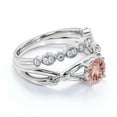 thumbnail image 2 of Gorgeous Rings Boho & hippie 1.60 Carat Round Cut Morganite And Diamond Moissanite Engagement Ring, Wedding Ring, One Matching Band in 925 Sterling Silver With 18k White Gold Plating, Promise Ring, 2 of 3