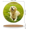 thumbnail image 2 of GZHJMY 6Pcs Round Adorable Golden Retriever on Green Grass Ceramic Coasters with Cork-Backed for Coffee Drink, Cup Mat Absorbent Stone Coasters, 2 of 5