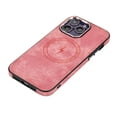 thumbnail image 3 of Compatible with MagSafe for iPhone 16 Pro Max Case, Luxury PU Leather Magnetic Cover , Shockproof Drop Resistant Protective Slim Phone Case Support Wireless Charging for iPhone 16 Pro Max, Pink, 3 of 7