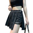 thumbnail image 1 of SUNSIOM Women Pleated Skirt, Solid Color/ Plaid High Waisted Irregular Skirt, 1 of 7