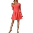 thumbnail image 1 of INSPIRE CHIC Robe Patineuse de Fête pour Femme en Maille Transparente à Manches Transparentes avec Cœurs m Rouge Melon D\'eau, 1 of 6