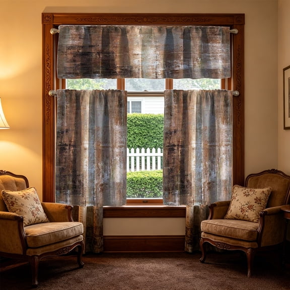 Kitchen Curtains 3 Piece Set Small Coffee Curtains Light Filtering Heat Insulating Window Curtains for Kitchen Basement