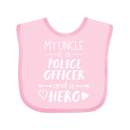 

Inktastic My Uncle is a Police Officer and a Hero Gift Baby Boy or Baby Girl Bib
