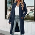 thumbnail image 2 of Womens Casual Long Sleeve Draped Open Front Knit Pockets Long Cardigan Jackets Sweater, 2 of 5