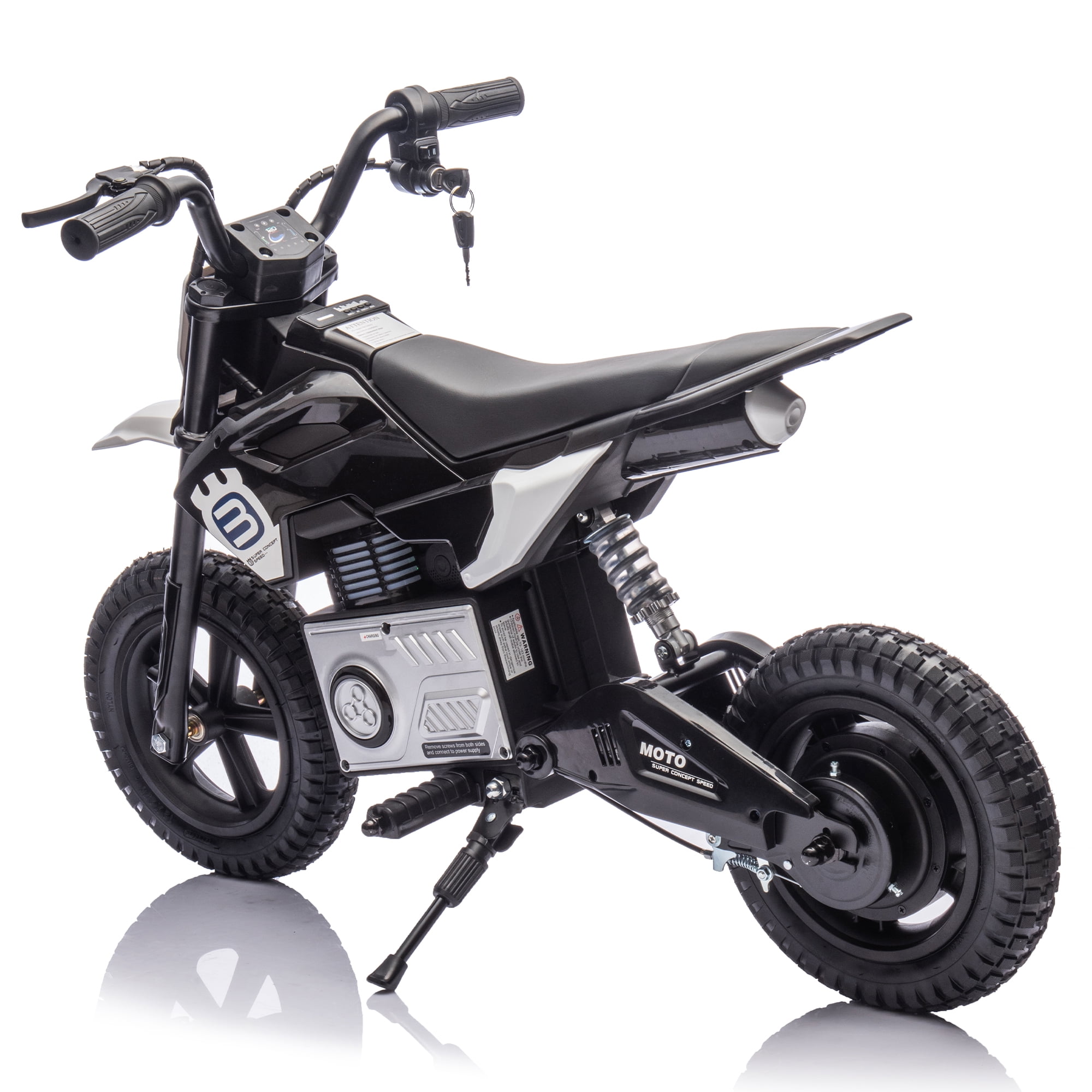 Sluting Kids Ride On Electric Motocross Motorcycle Black 24V with LED Lights for Ages 5-12 1-Count