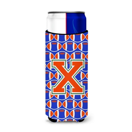 

Carolines Treasures CJ1083-XMUK Letter X Football Green Blue and Orange Ultra Beverage Insulators for slim cans Slim