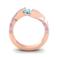thumbnail image 4 of 1.25 Ct Princess Cut Aquamarine & Pink Sapphire Gemstone Latest Bridal Ring for Women Solid 14K Rose Gold Size 6.5 by Diamond-Capitals, 4 of 8