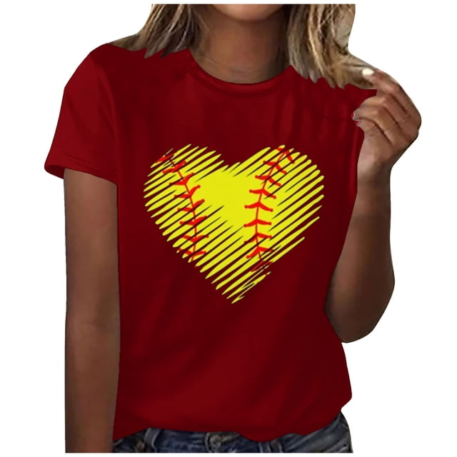 EQWLJWE Hauts d'Été pour Femmes Hauts pour Femmes en Liquidation Mode Femmes Été Ample Imprimé Col Rond T-Shirt Manches Courtes Blouse Décontractée