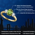 thumbnail image 2 of Gem Stone King 1.92 Ct Green Peridot White Created Sapphire 18K Yellow Gold Plated Silver Ring, 2 of 6
