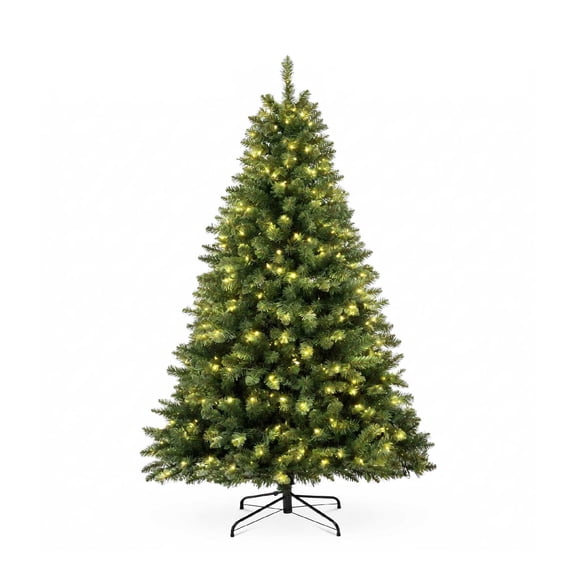 DAYBETTER 6ft Christmas Tree Artificial, Pre-lit with 250 LED Warm White Lights, 800 Branch Tips, Foldable Sturdy Metal Stand for Festival Home, Office Decor, Indoor and Outdoor