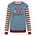 thumbnail image 2 of Christmas Sweatshirts for Women, Letter Print Striped Long Sleeve Crewneck Loose Fit, Fall Holiday Party Graphic Tops S-XXL, 2 of 6