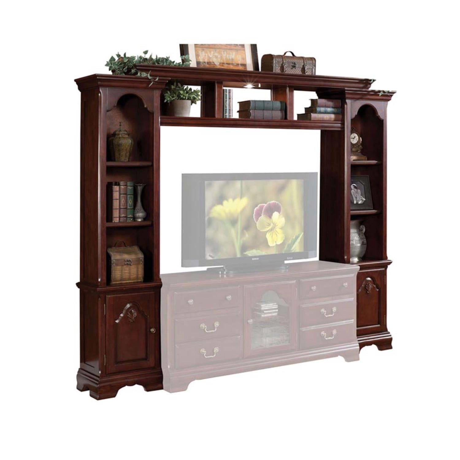 Acme Furniture Hercules Entertainment Center with Shelf Bridge and 2 Side Piers, Cherry Finish