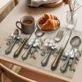 thumbnail image 3 of Knife and Fork Placemats Set of 6, Tableware Floral Non-Slip Place Mats Washable Table Mats for Kitchen Dining Table Decorations Indoor/Outdoor, 3 of 9