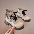 thumbnail image 2 of CAICJ98 Toddler Boots Hiking Outdoor Waterproof Lace-up Comfort Urban Styled Boots for Toddlers Girls Beige (Little Kid/Big Kid),1, 2 of 7
